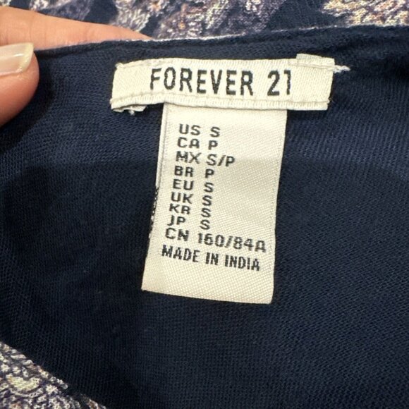 Forever 21 Womens Small Blue & White Floral Mini Dress With Tie Back - Picture 5 of 9